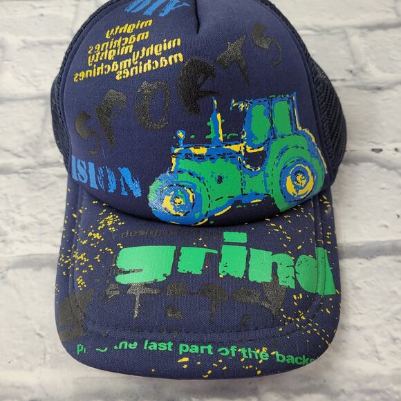 Mighty Machines Grind Colorful Trucker Snapback Ballcap Hat Earthmoving - Picture 2 of 14